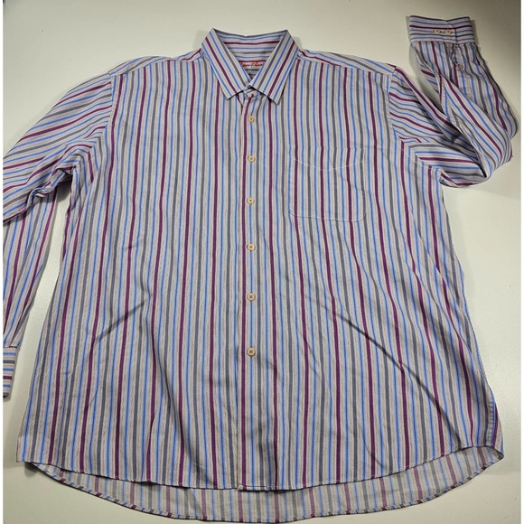 Alan flusser 2XL XXL long sleeve button up Career business casual stripes EUC - Picture 4 of 7